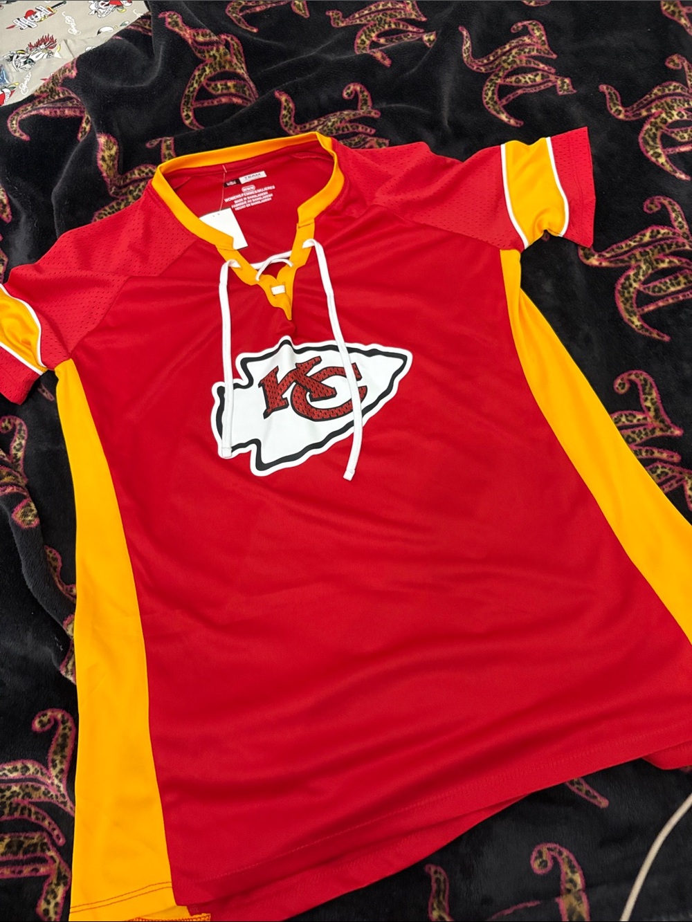 Kansas City Chiefs Women’s Red & Yellow Lace-Up Football Top